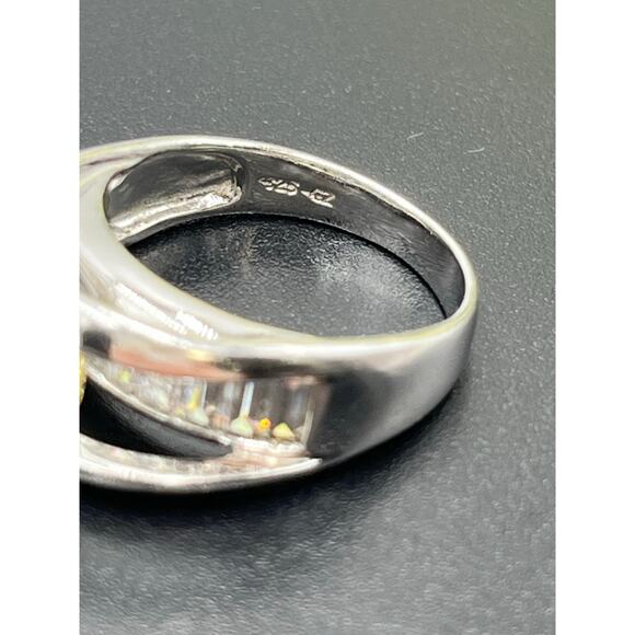 Designer Sterling Silver 925 Raised Yellow Round and Baguette CZ Ring  Size 8.25 - Picture 8 of 11